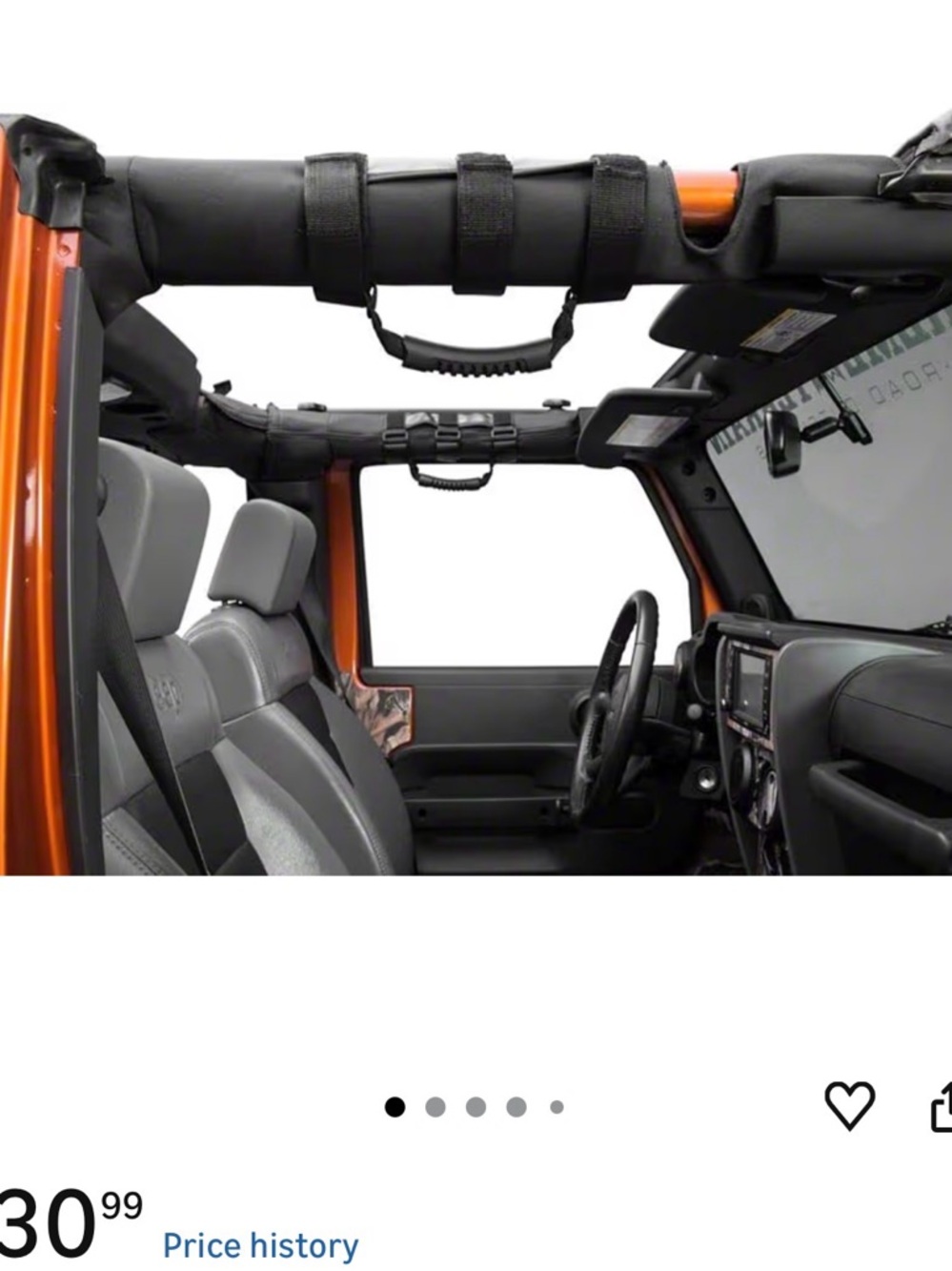 Heavy-Duty Black Roll Bar Grab Handle with Secure Strap Mounts